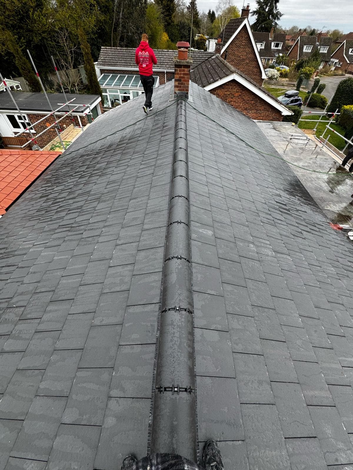 Finished grey tiled roof