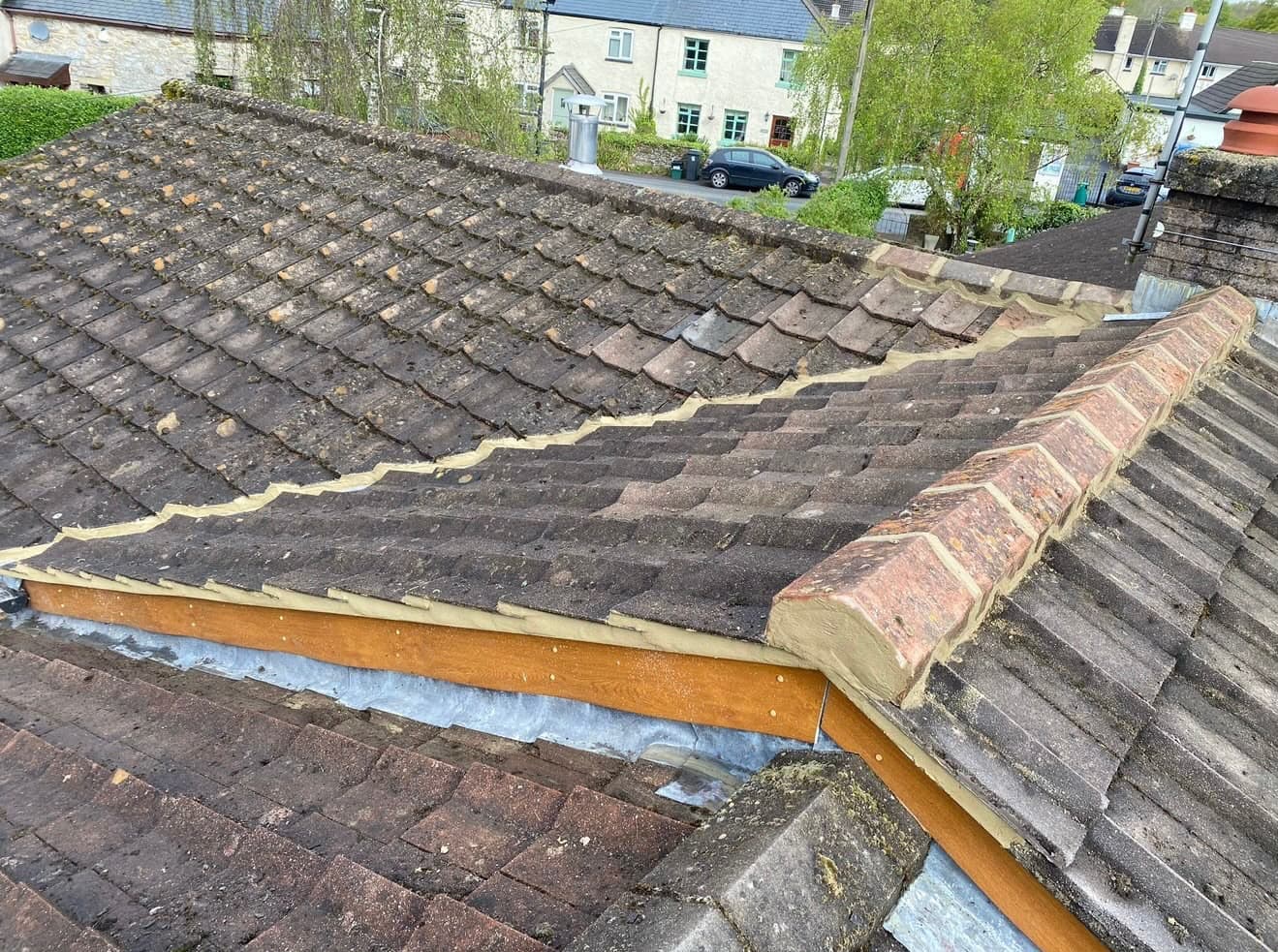 Tiled roof ridge and junction detail